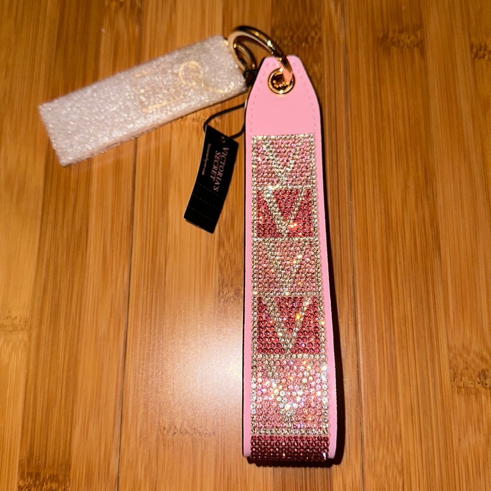 Victoria’s Secret Sparkle V-Monogram Wristlet Strap Keychain